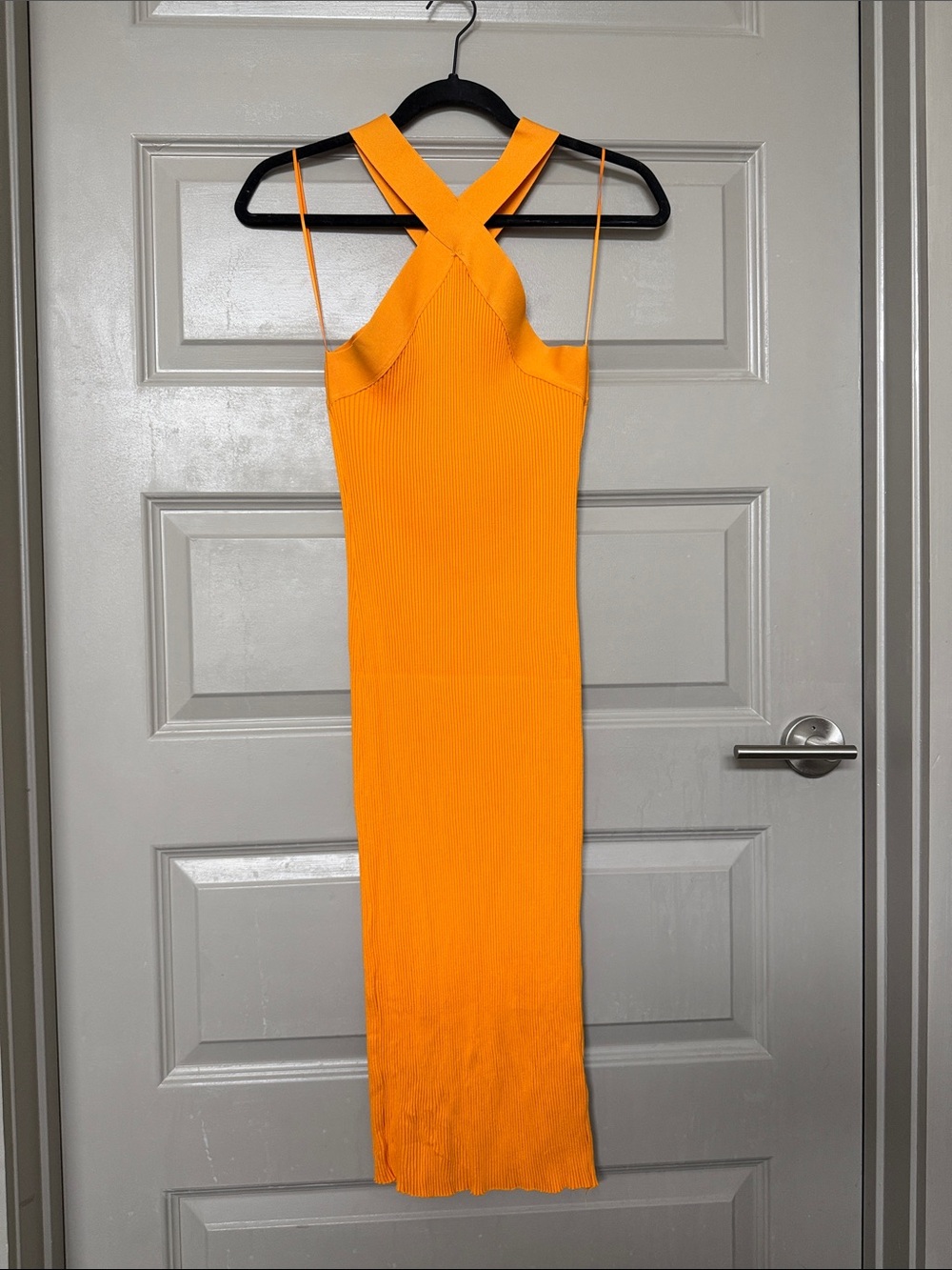 Zara Bright Orange Crisscross Strap Maxi Dress